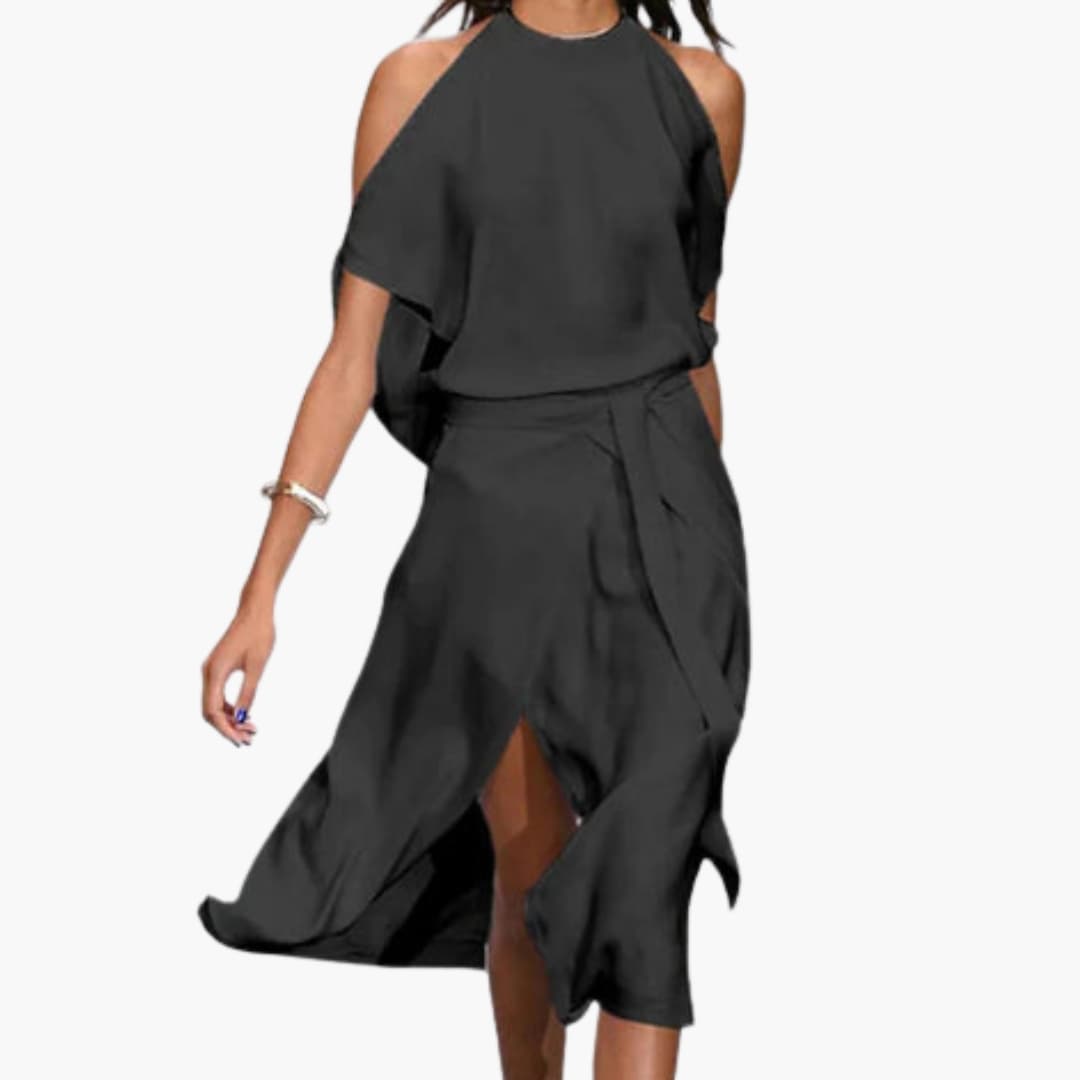 Chic Summer Dress with Cut Out Details and Halter Top