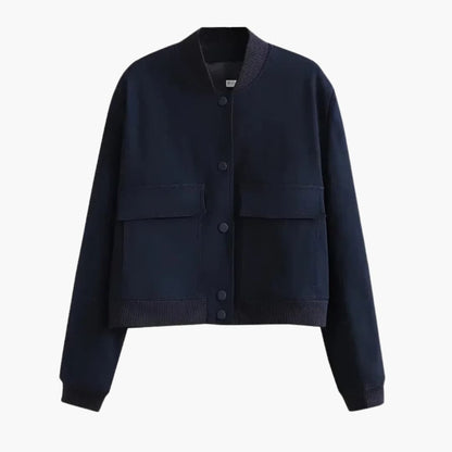 Women's Classic Bomber Jacket with Stretch Cuffs and Large Pockets