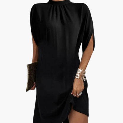 Short Sleeve Mini Dress for Women with Mock Neck