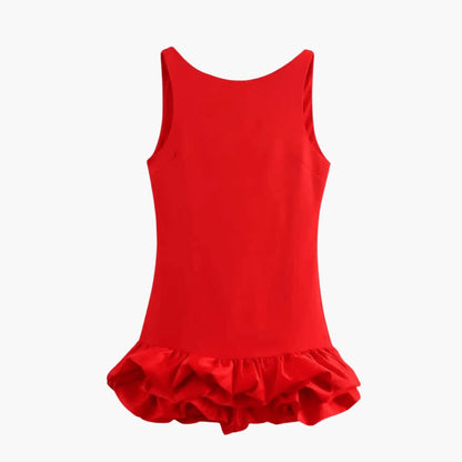 Female Fit and Flare Short Dress with Ruffles