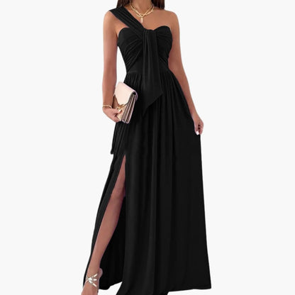 Chic Off Shoulder Dress with Uneven Hemline