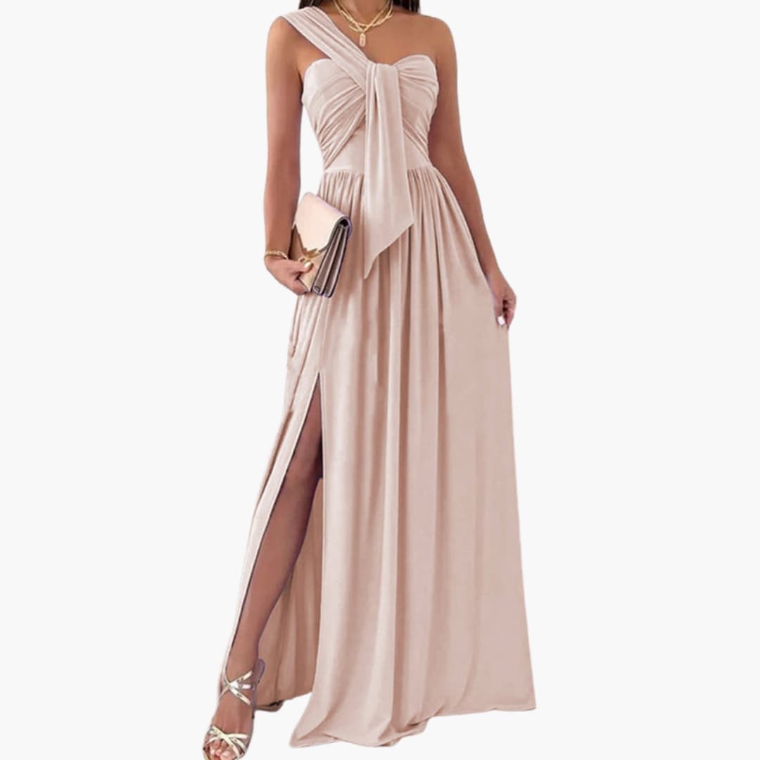 Chic Off Shoulder Dress with Uneven Hemline - Olytrend