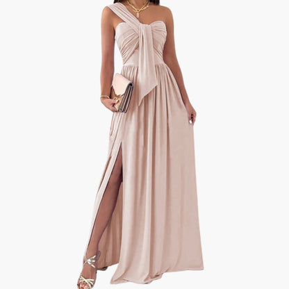 Chic Off Shoulder Dress with Uneven Hemline - Olytrend