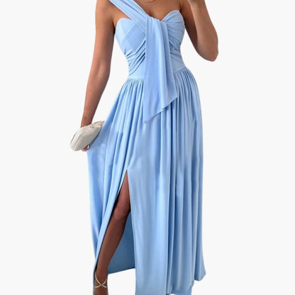 Chic Off Shoulder Dress with Uneven Hemline