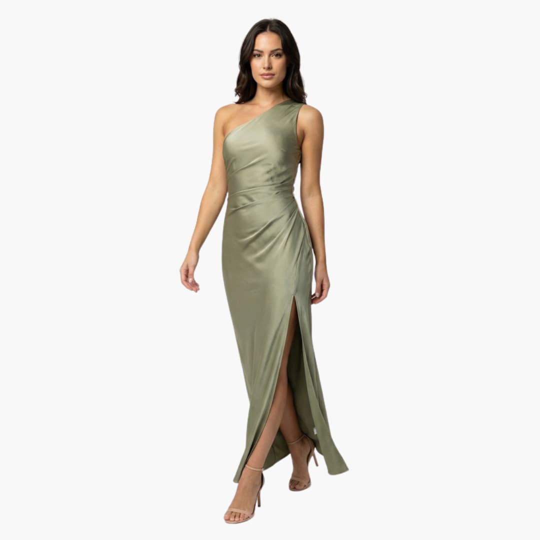 Chic Asymmetrical Evening Gown with Side Split - Olytrend