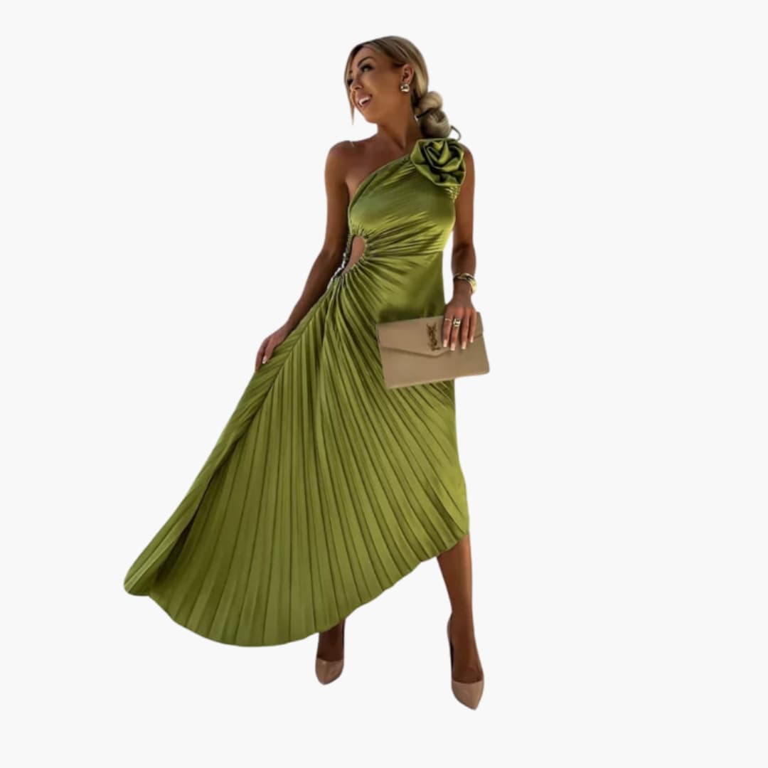 Chic Off Shoulder Midi Dress with Floral Details