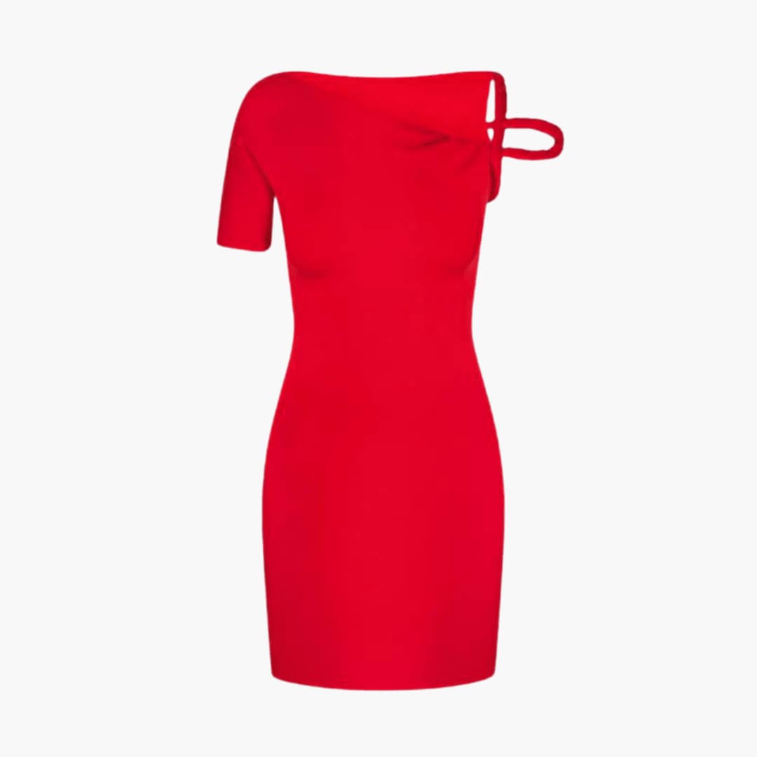 Chic Off Shoulder Knee Length Asymmetrical Dress