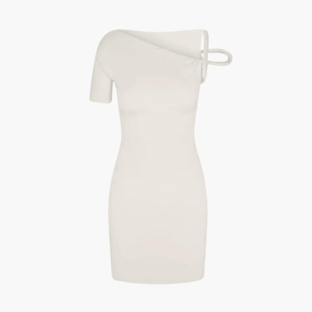 Chic Off Shoulder Knee Length Asymmetrical Dress