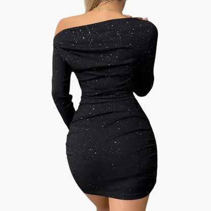 Chic Asymmetrical Dress with Gathered Side and Fitted Waist