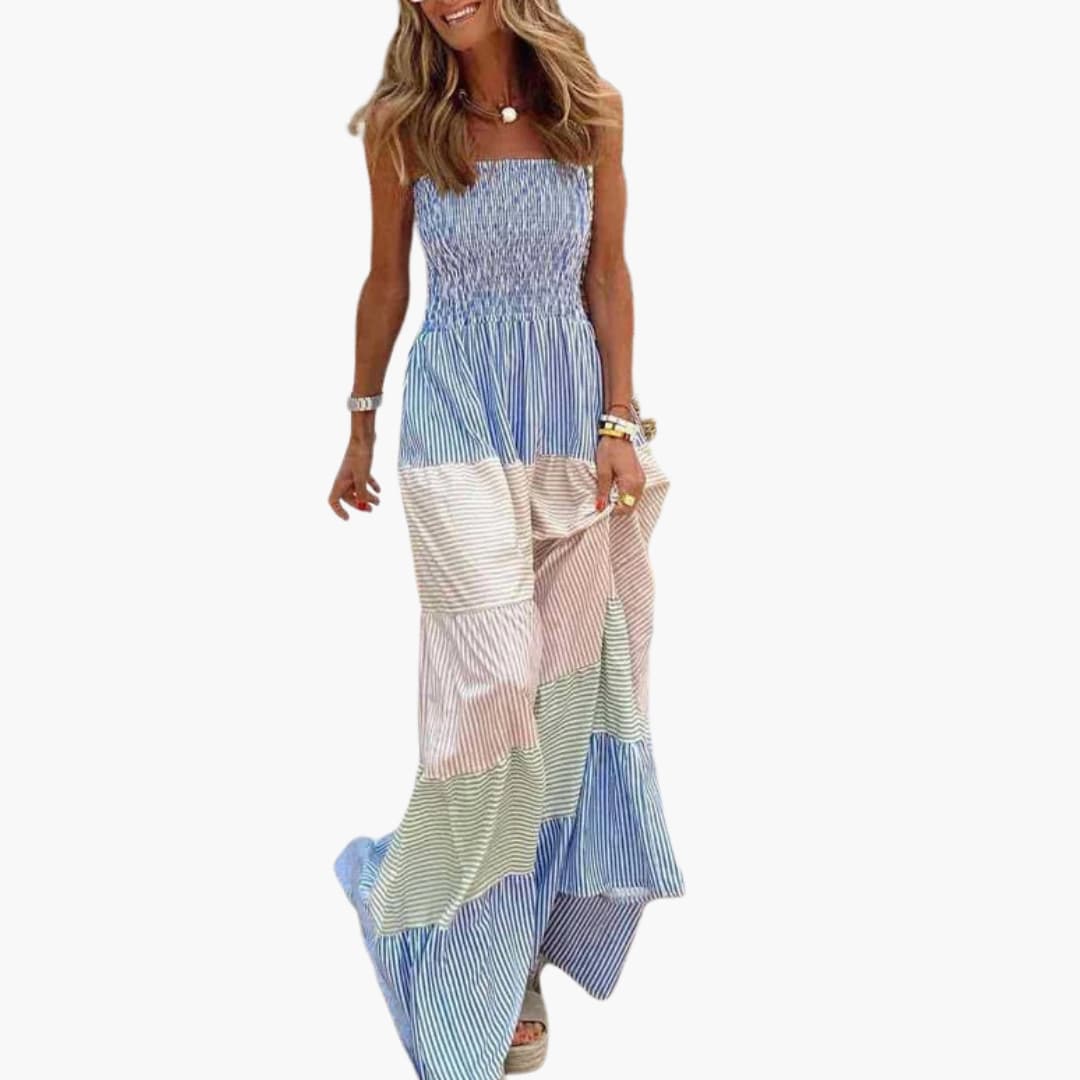 Relaxed Fit V Neck Long Dress