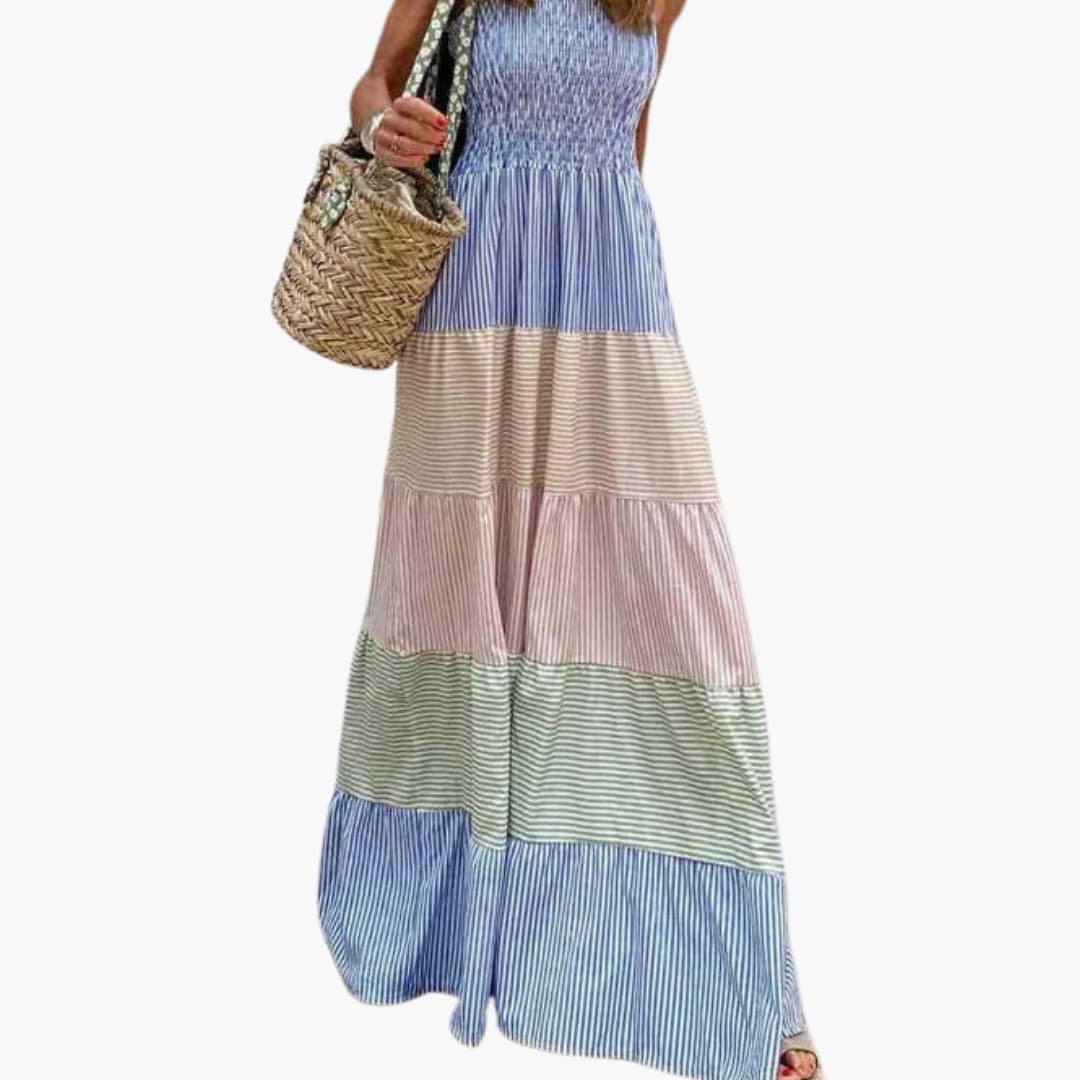 Relaxed Fit V Neck Long Dress - Olytrend