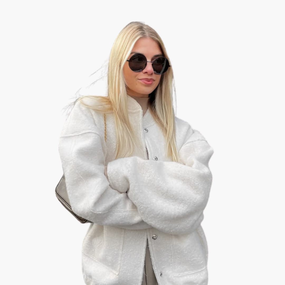 Ladies Large Snap Button Parka Jacket with Pockets - Olytrend