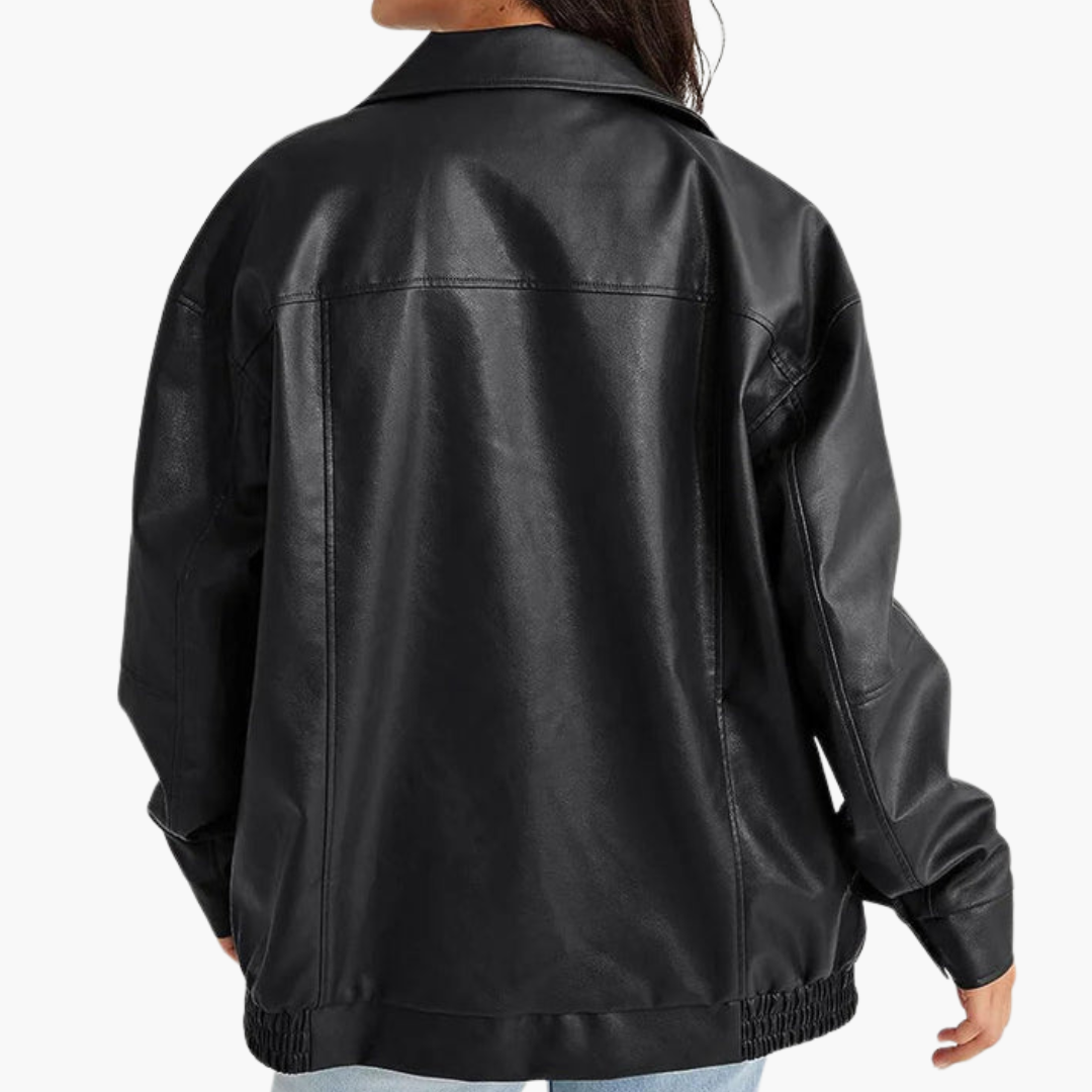 Women's Large Zip Up Bomber Coat with Long Sleeves