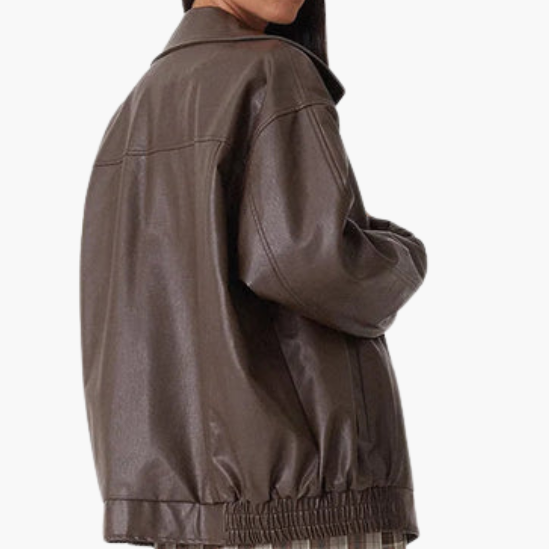 Women's Large Zip Up Bomber Coat with Long Sleeves