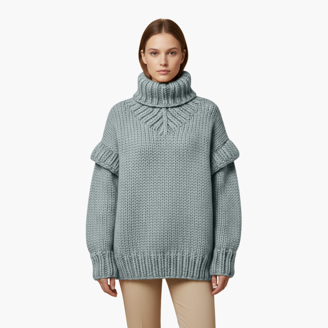 Cozy Women's Crew Neck Ribbed Knit Sweater