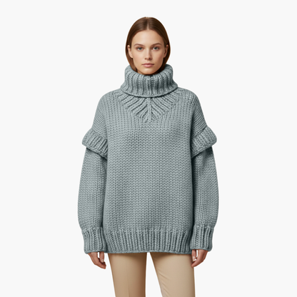 Cozy Women's Crew Neck Ribbed Knit Sweater
