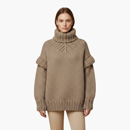 Cozy Women's Crew Neck Ribbed Knit Sweater