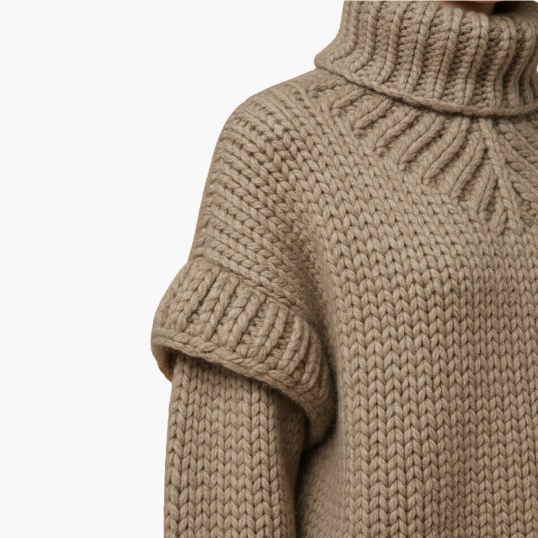 Cozy Women's Crew Neck Ribbed Knit Sweater