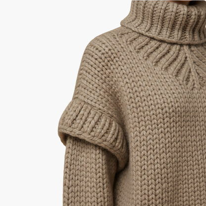 Cozy Women's Crew Neck Ribbed Knit Sweater