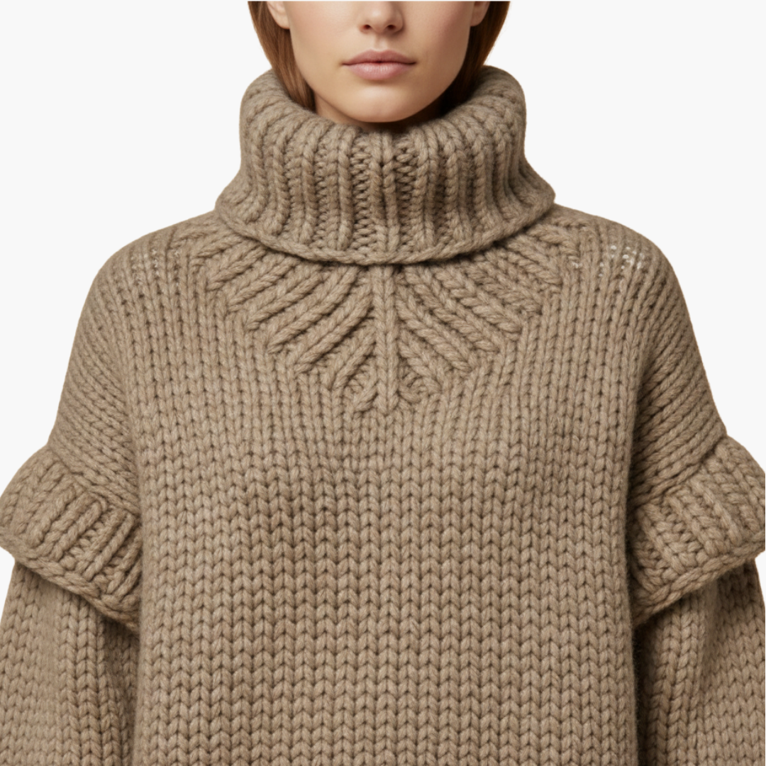 Cozy Women's Crew Neck Ribbed Knit Sweater