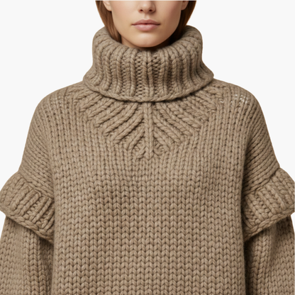 Cozy Women's Crew Neck Ribbed Knit Sweater