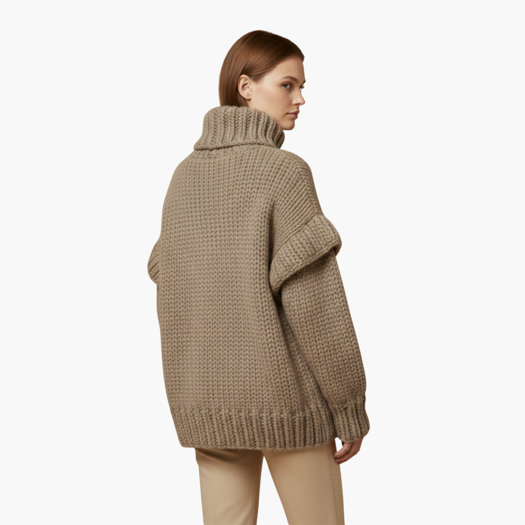 Cozy Women's Crew Neck Ribbed Knit Sweater