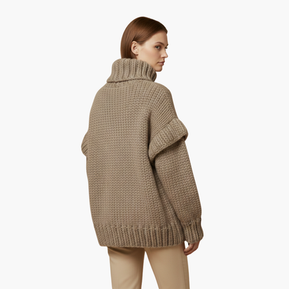 Cozy Women's Crew Neck Ribbed Knit Sweater