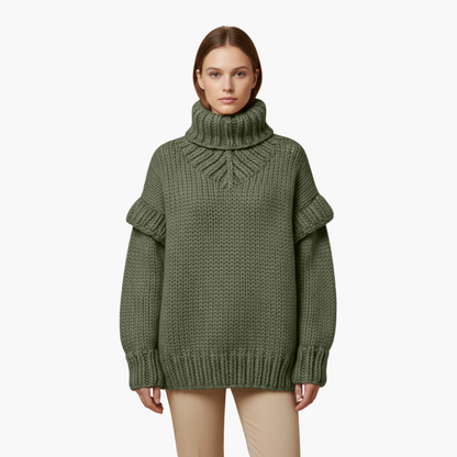 Cozy Women's Crew Neck Ribbed Knit Sweater