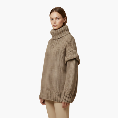 Cozy Women's Crew Neck Ribbed Knit Sweater