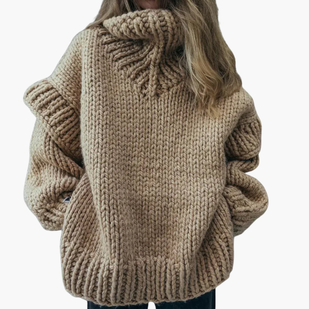 Cozy Women's Crew Neck Ribbed Knit Sweater