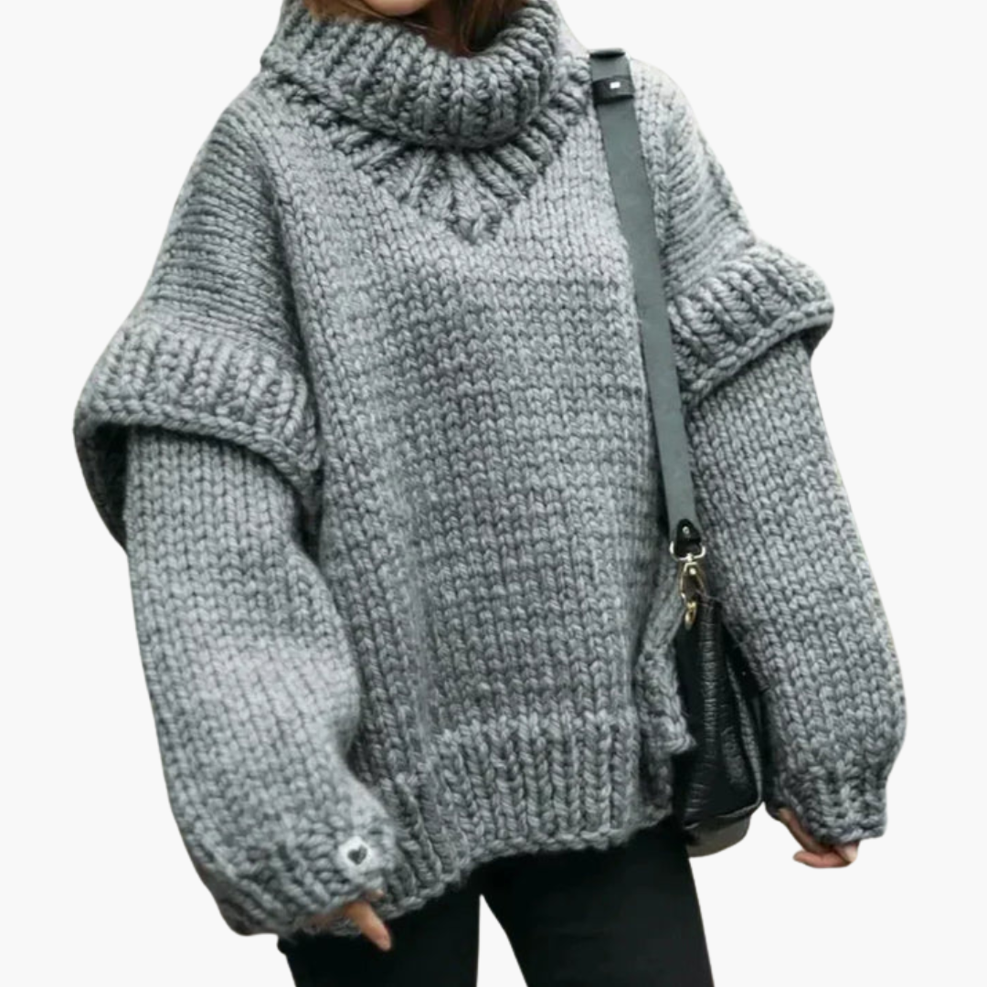 Cozy Women's Crew Neck Ribbed Knit Sweater