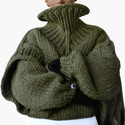 Cozy Women's Crew Neck Ribbed Knit Sweater