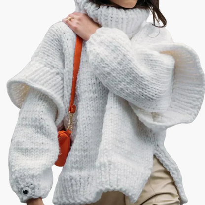 Cozy Women's Crew Neck Ribbed Knit Sweater