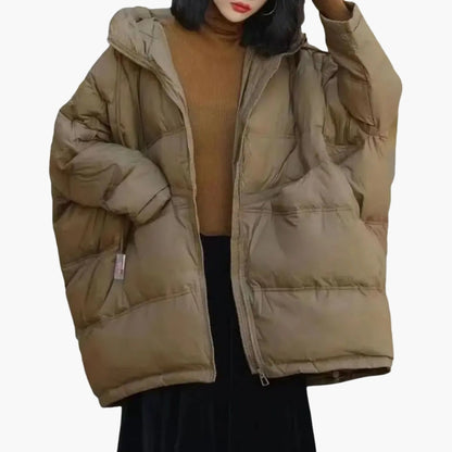 Warm Women's Hooded Coat with Front Pockets