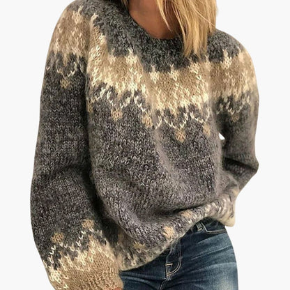 Ladies' Colorful Cable Knit Crew Neck Sweater