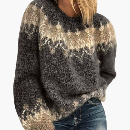 Ladies' Colorful Cable Knit Crew Neck Sweater