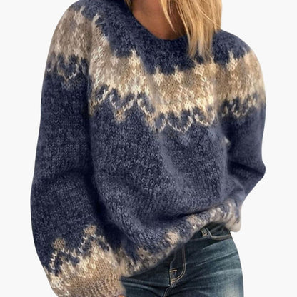 Ladies' Colorful Cable Knit Crew Neck Sweater
