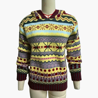 Ladies' Colorful Hooded Knit Sweater