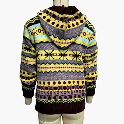 Ladies' Colorful Hooded Knit Sweater