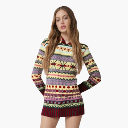 Ladies' Colorful Hooded Knit Sweater