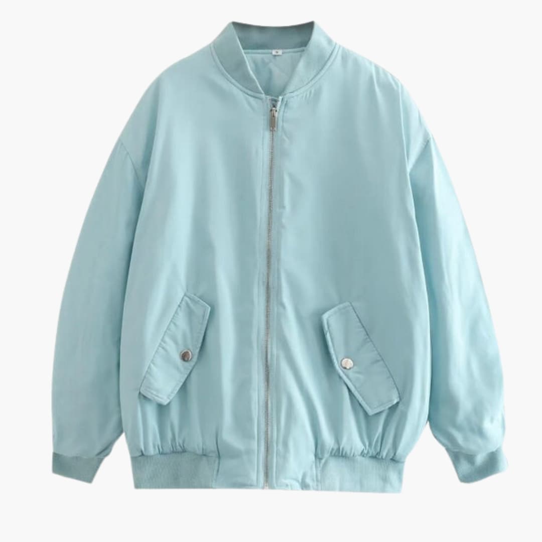 Plus Size Zip Up Bomber Jacket with Pockets