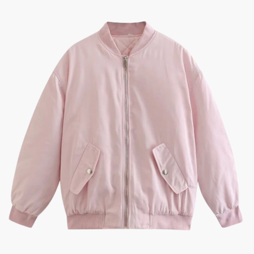 Plus Size Zip Up Bomber Jacket with Pockets