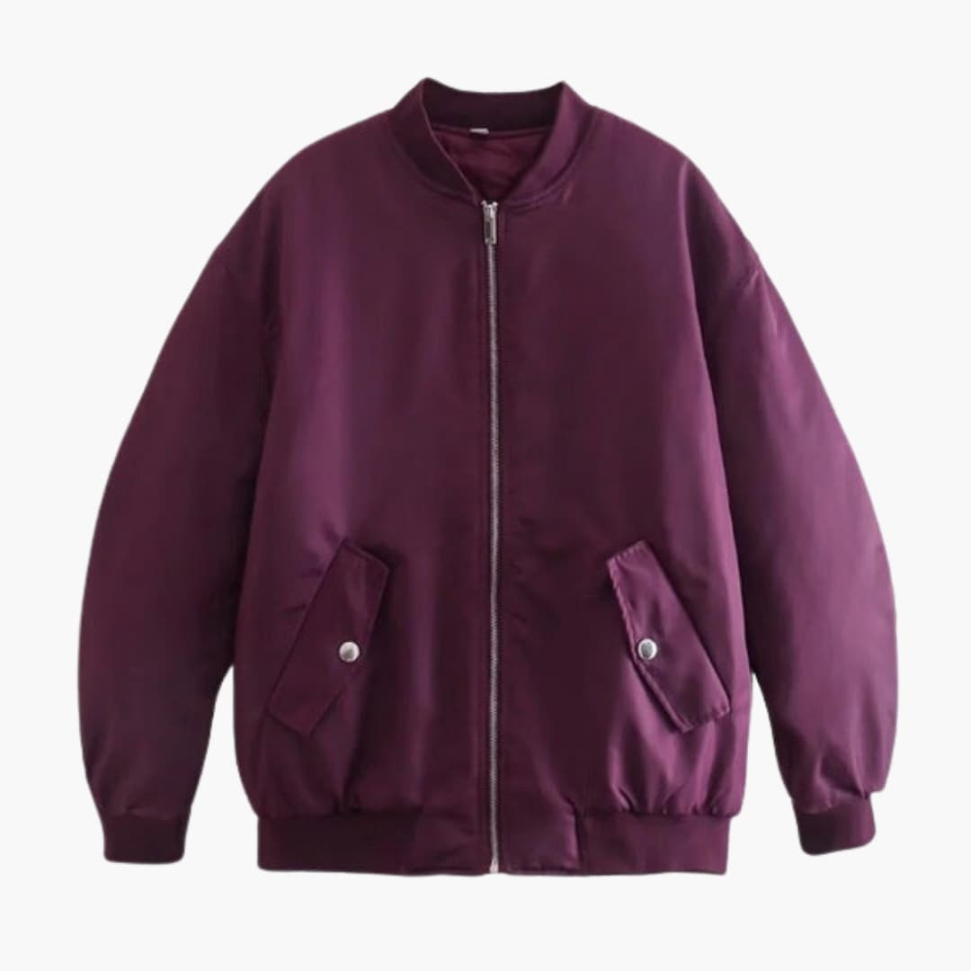 Plus Size Zip Up Bomber Jacket with Pockets