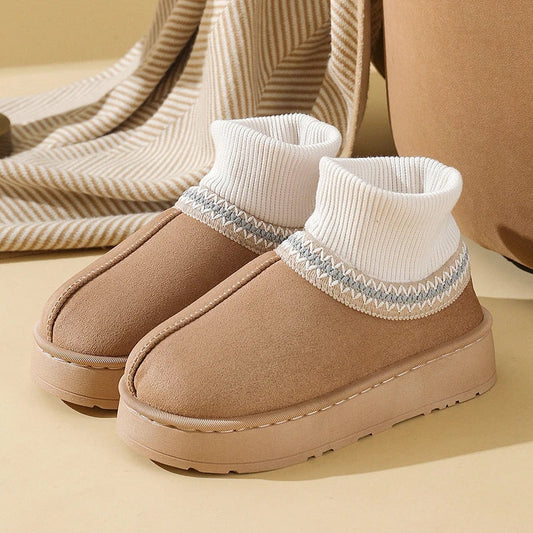 Cozy Geometric Ankle Boot Slippers | Soft Fit Ribbed Cuff - Nocini