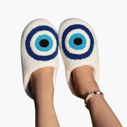 Cozy Women's Closed Toe Slipper Shoes with Cute Eyes