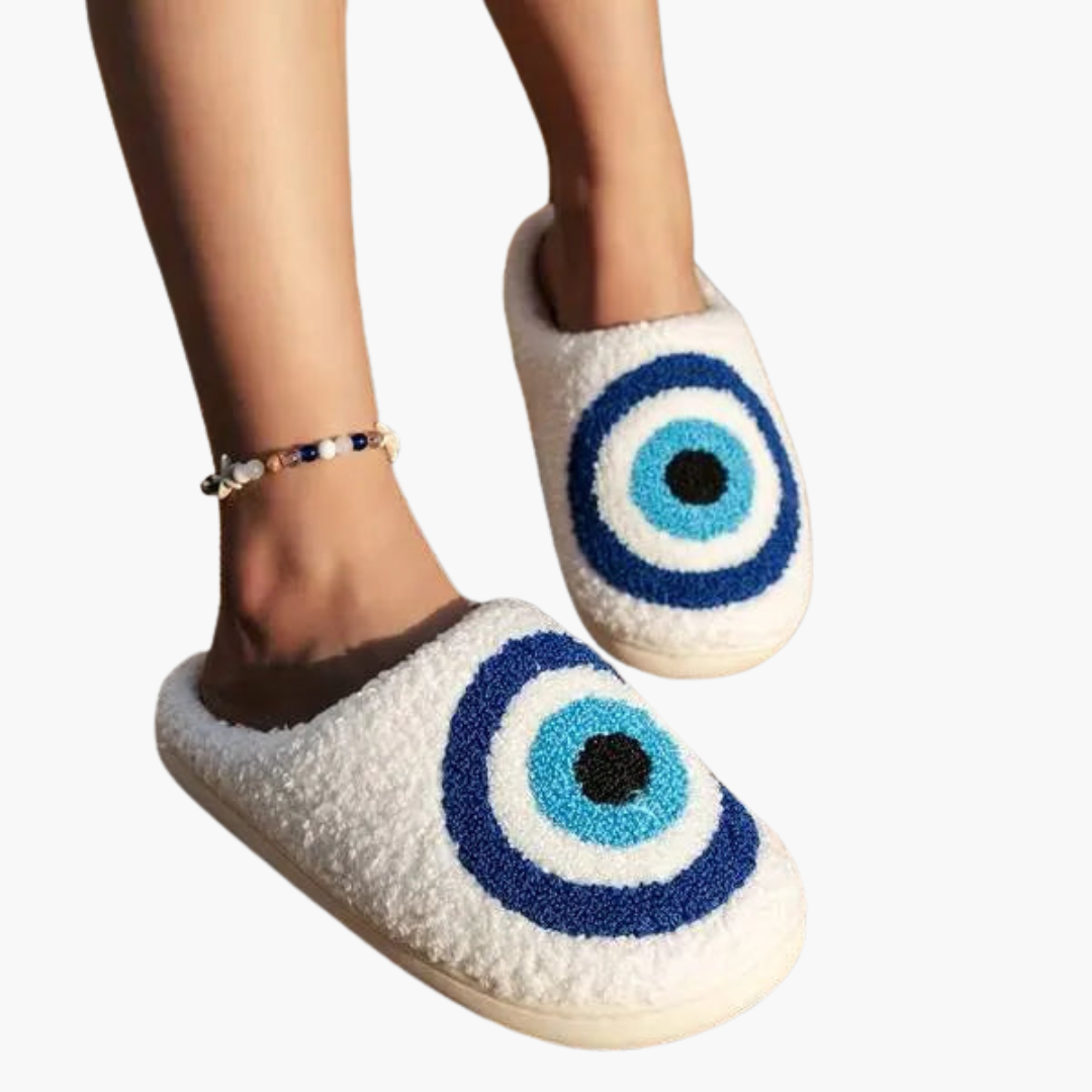 Cozy Women's Closed Toe Slipper Shoes with Cute Eyes