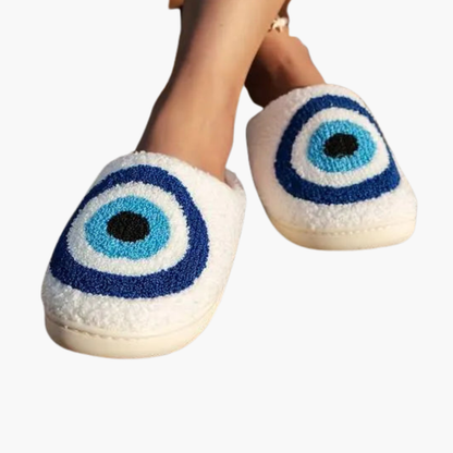 Cozy Women's Closed Toe Slipper Shoes with Cute Eyes