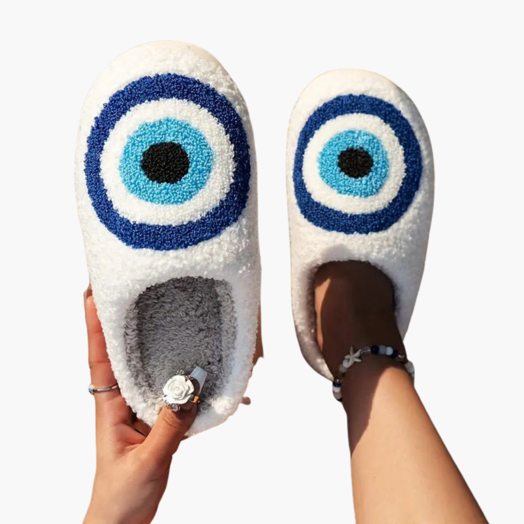 Cozy Women's Closed Toe Slipper Shoes with Cute Eyes