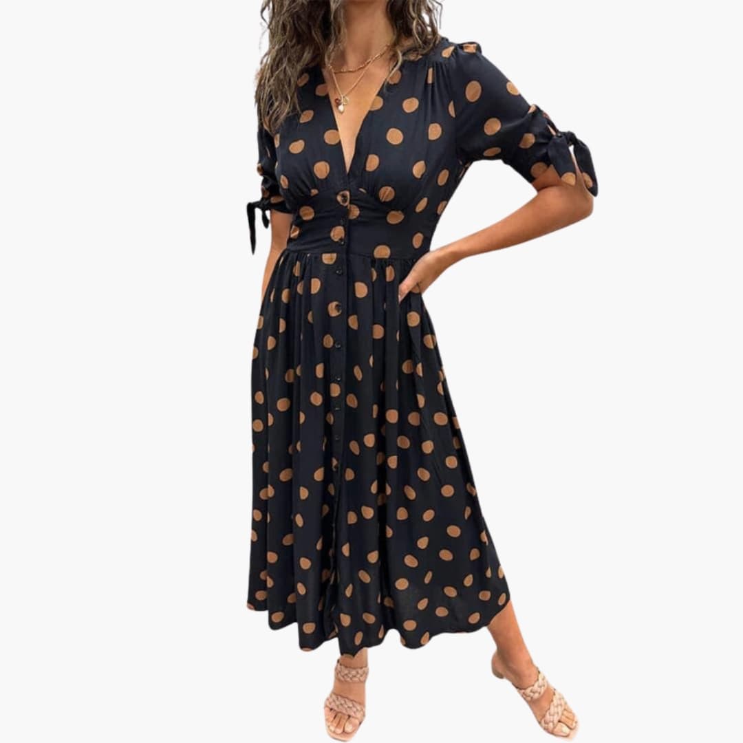 Ladies Floral Mid Length Casual Dress - Olytrend