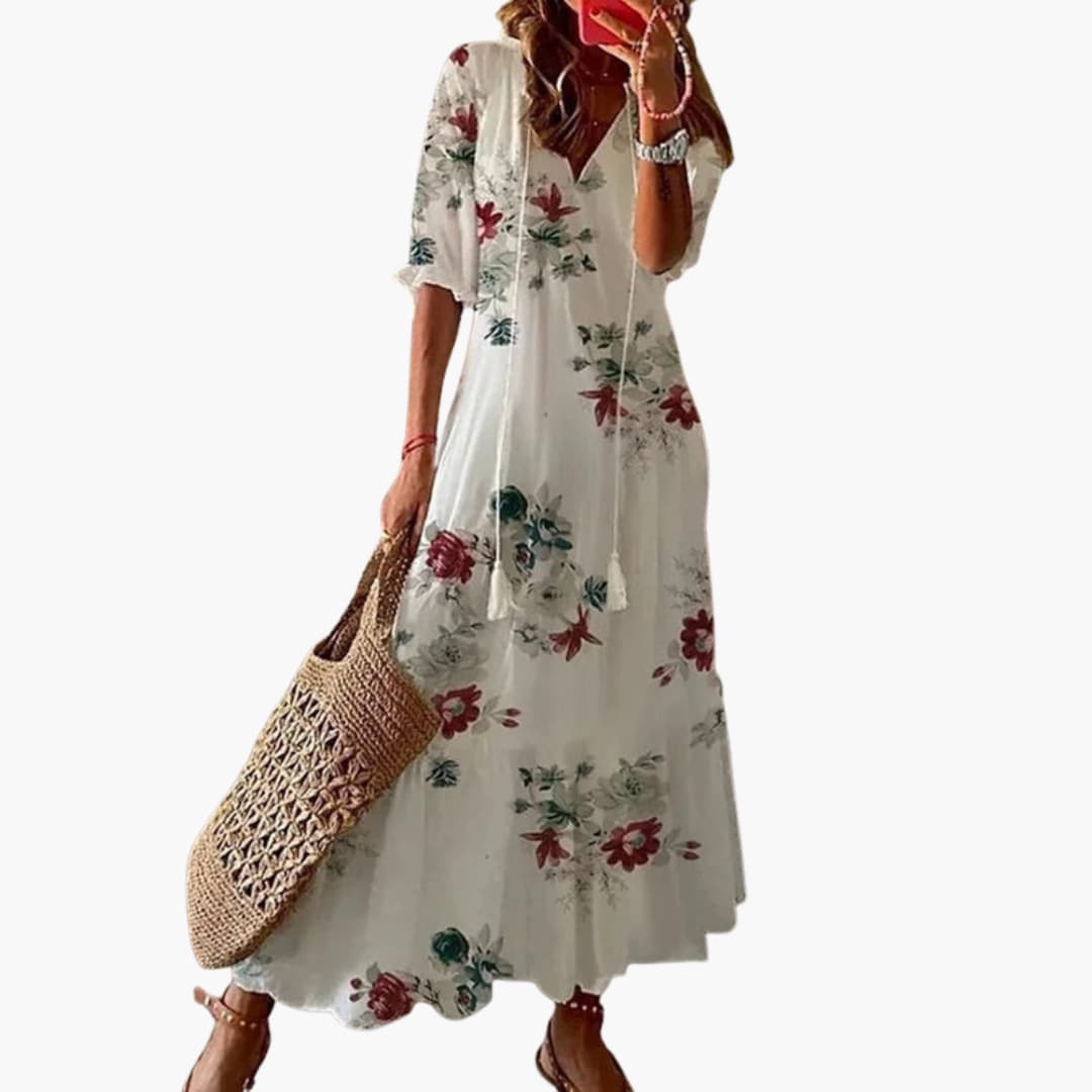 Ladies Floral Summer Dress with Sleeveless Relaxed Style
